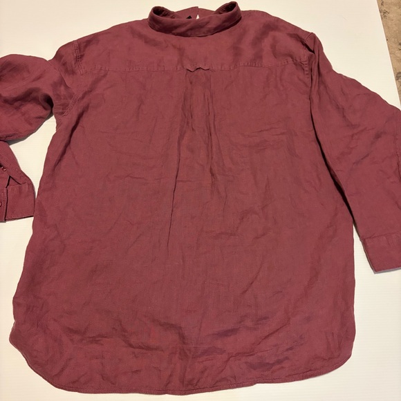 Athleta Playa Shirt Linen Button Down Top 1X Rust Brick Red - Picture 6 of 7